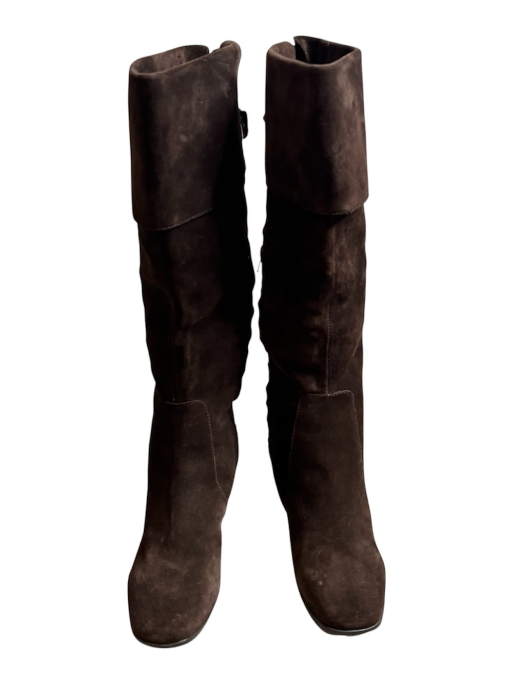 Unisa Fold-Top Suede Boots Dark Brown Size 8.5